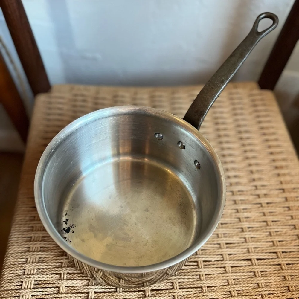 Vintage French Aluminum Saucepan Made in France | Iron Handle | Bistro Cookware
